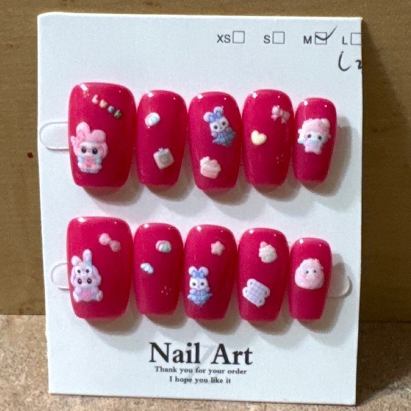 Other - Berry 3D Sanrio Press On Nails My Melody Kuromi Medium Coffin Y2K Nail Art Set